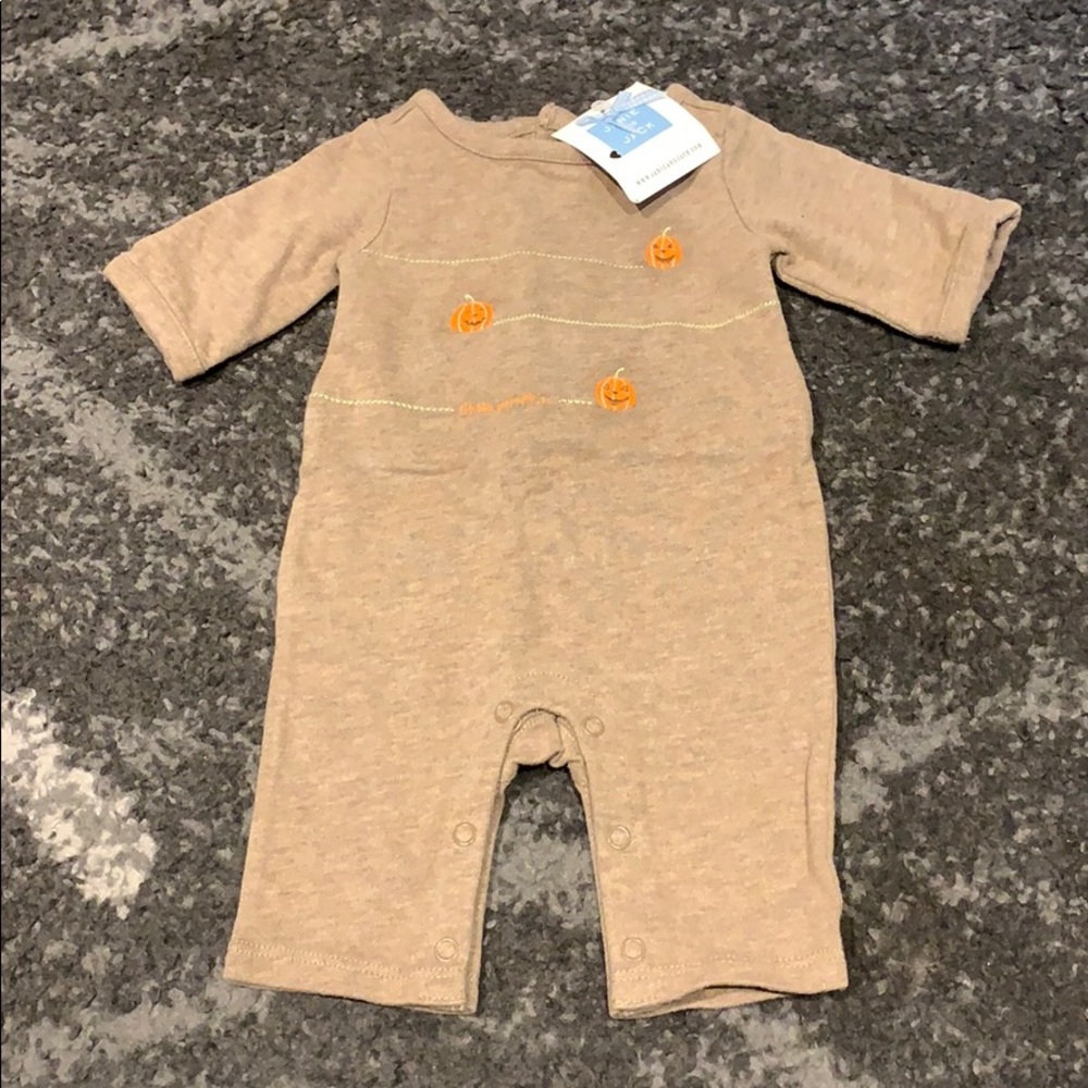 🎃 NWT Janie & Jack Preemie Infant Brown Bodysuit Pumpkins Halloween Autumn🎃